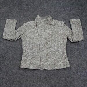 Vince Jacket Womens Medium Gray Draped Neck Open Front Pockets Knit Sweater